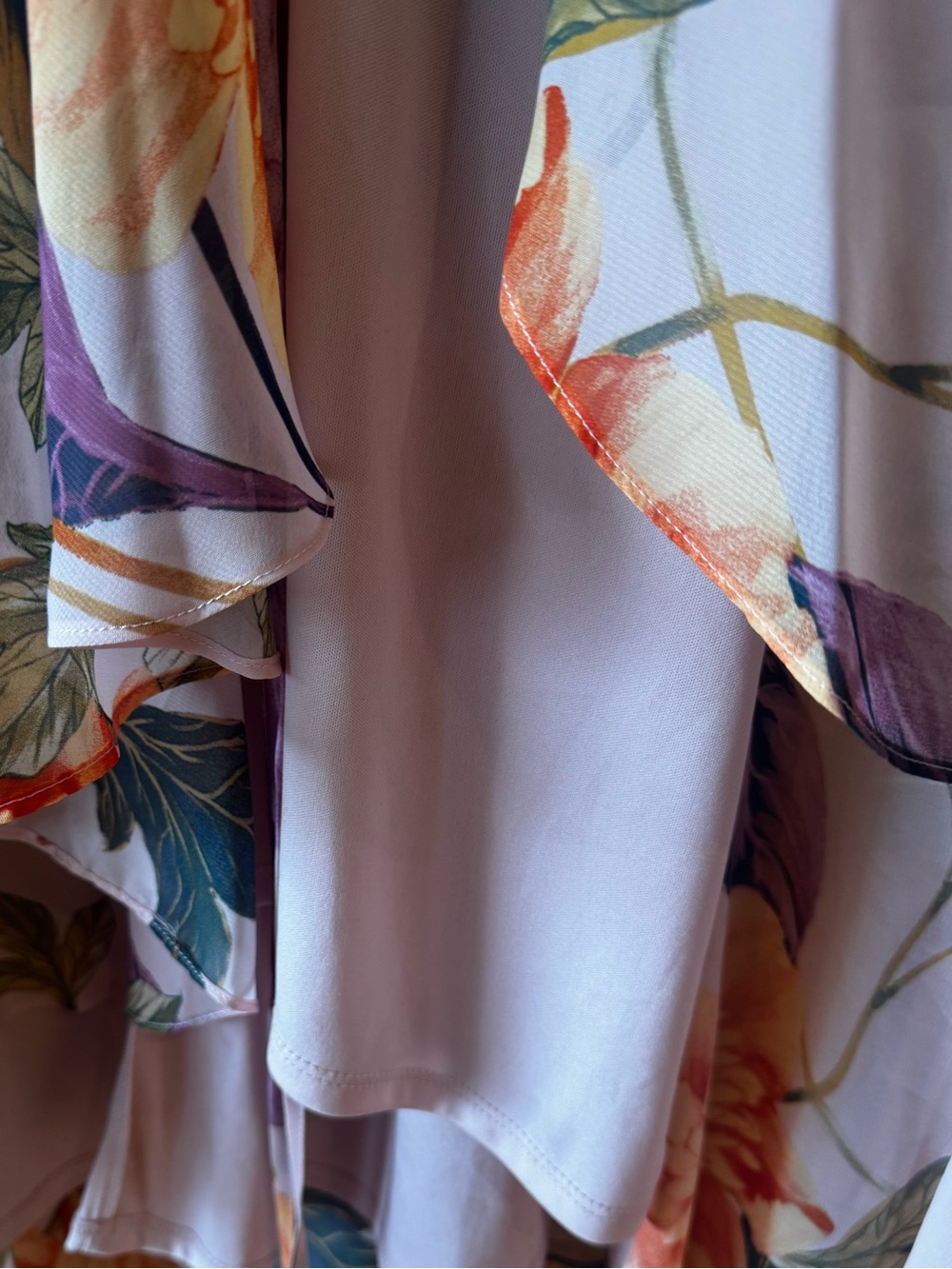 ELEGANT FLORAL WRAP MAXI DRESS 3/4 SLEEVE V-NECK TIERED RUFFLE HEM Women’s 16 - Picture 11 of 15